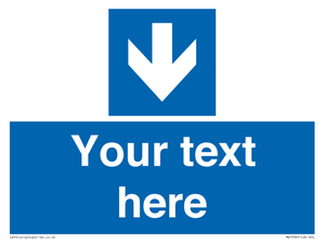 Custom Mandatory directional sign, blue arrow down